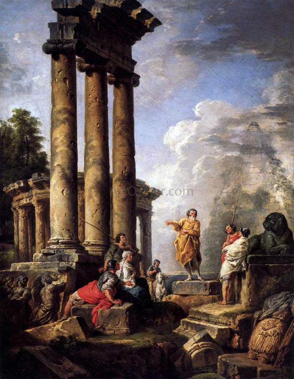  Giovanni Paolo Pannini Ruins with St Paul Preaching - Canvas Art Print