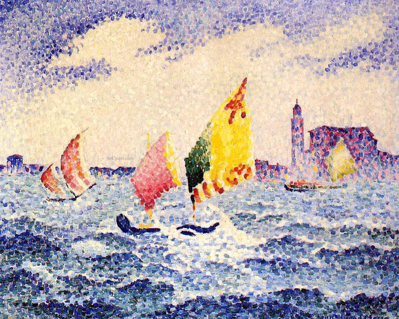  Henri Edmond Cross Sailboats near Chicago - Canvas Art Print