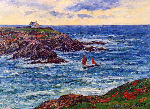  Henri Moret Sailboats off the Coast of Douelian - Canvas Art Print