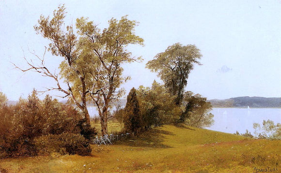  Albert Bierstadt Sailboats on the Hudson at Irvington - Canvas Art Print