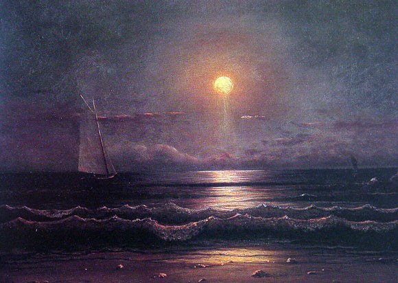  Martin Johnson Heade Sailing by Moonlight - Canvas Art Print