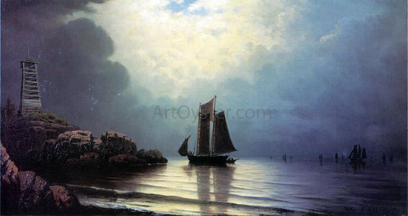  William Frederick De Haas Sailing Vessel off a Rocky Point - Canvas Art Print