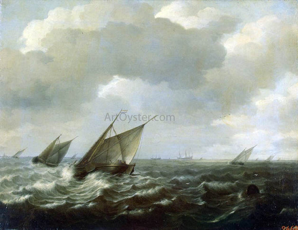  Hendrick Maertensz Sorgh Sailing Vessels in a Strong Wind - Canvas Art Print