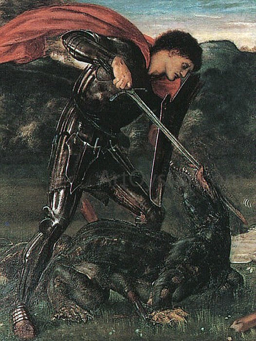  Sir Edward Burne-Jones Saint George and the Dragon - Canvas Art Print