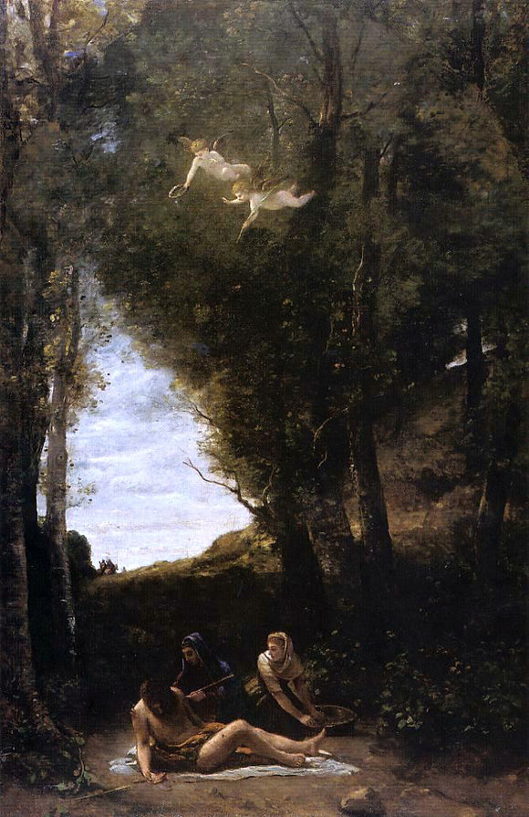  Jean-Baptiste-Camille Corot Saint Sebastian in a Landscape - Canvas Art Print