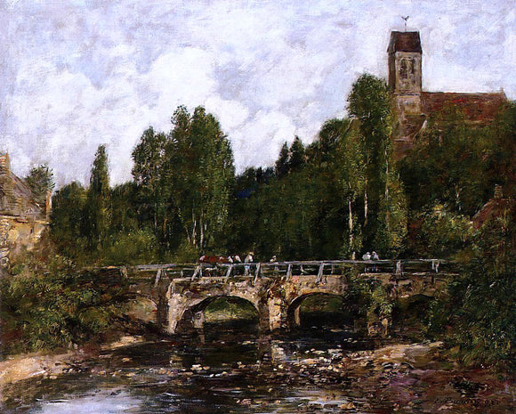  Eugene-Louis Boudin Saint-Cenery, the Church and the Bridge - Canvas Art Print