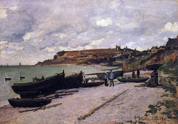  Claude Oscar Monet Sainte-Adresse, Fishing Boats on the Shore - Canvas Art Print