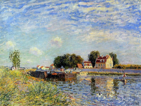  Alfred Sisley Saint-Mammes, Ducks on Canal - Canvas Art Print