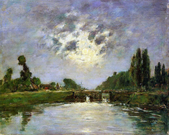 Eugene-Louis Boudin Saint-Valery-sur-Somme, the Bridge on the Lock - Canvas Art Print