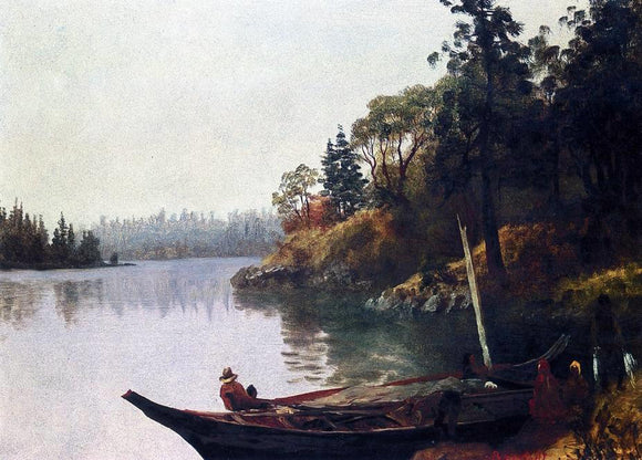  Albert Bierstadt Salmon Fishing on the Northwest Coast - Canvas Art Print