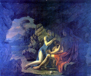  Martin Drolling Sappho et Phaon Chantant Leurs Amours Dans Une Grotte - Canvas Art Print