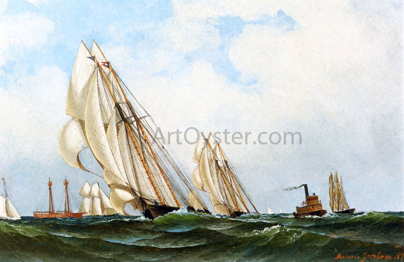  Antonio Jacobsen Sappho off Sandy Hook Lightship - Canvas Art Print