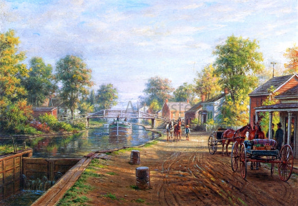  Edward Lamson Henry Scene Along Delaware and Hudson Canal - Canvas Art Print