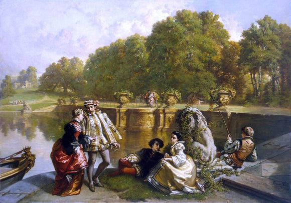  Jozef Hubert Lies Scene in a Park - Canvas Art Print