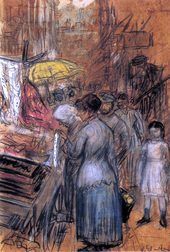  William James Glackens Scene on the Lower East Side - Canvas Art Print