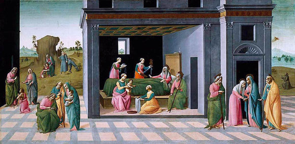 Bartolomeo Di Giovanni Scenes from the Life of St John the Baptist - Canvas Art Print
