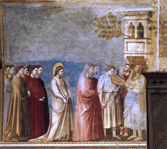  Giotto Di Bondone Scenes from the Life of the Virgin: 6. Wedding Procession (Cappella Scrovegni (Arena Chapel), Padua) - Canvas Art Print