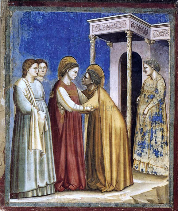  Giotto Di Bondone Scenes from the Life of the Virgin: 7. Visitation (Cappella Scrovegni (Arena Chapel), Padua) - Canvas Art Print