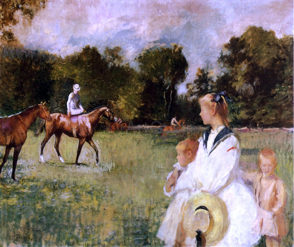  Edmund Tarbell Schooling the Horses - Canvas Art Print