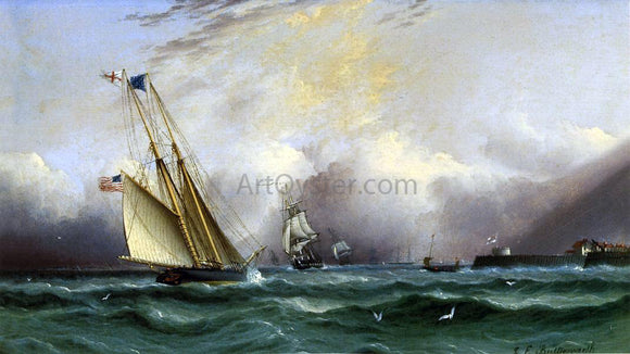  James E Buttersworth Schooner 'Columbia' off Portsmouth Harbor, England - Canvas Art Print