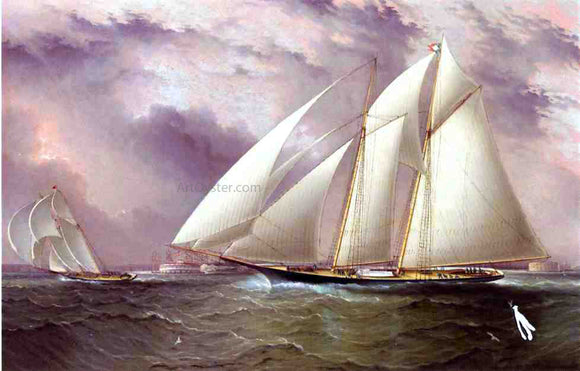  James E Buttersworth A Schooner Racing off New York Harbor - Canvas Art Print