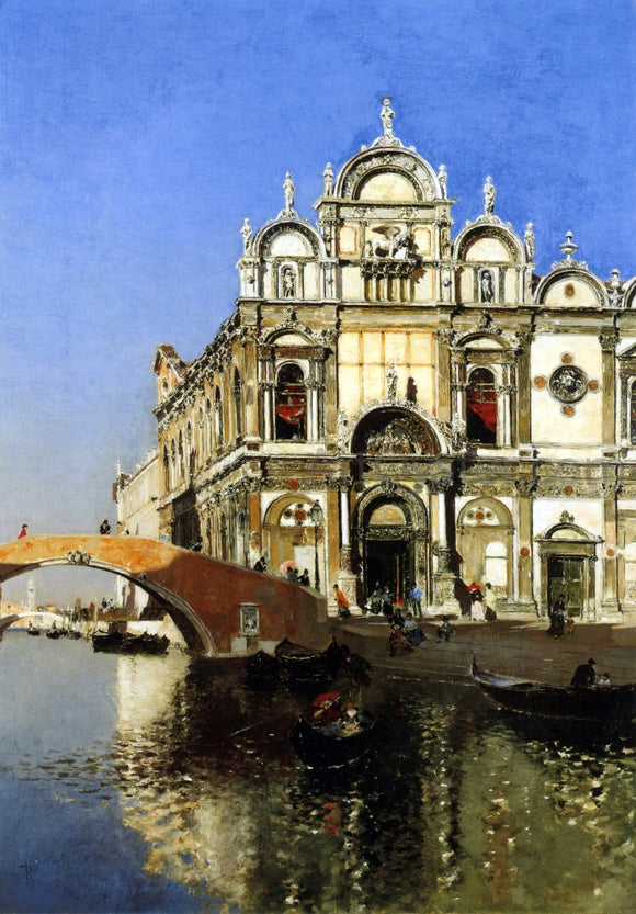  Martin Rico Y Ortega Scoula Grandi di San Marco and Campo San Giovanni e Paolo, Venice - Canvas Art Print