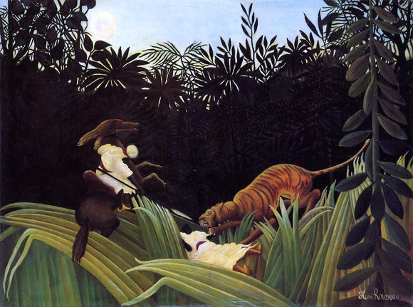  Henri Rousseau Scout Attacked by a Tiger - Canvas Art Print