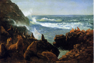  Albert Bierstadt Sea Lions, Farallon Islands - Canvas Art Print