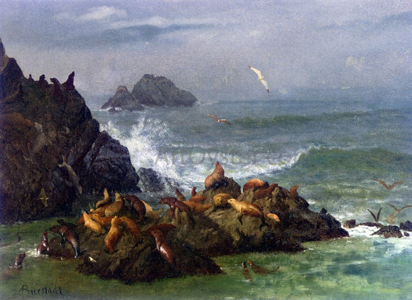  Albert Bierstadt Seal Rocks, Pacific Ocean, California - Canvas Art Print