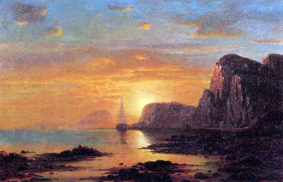  William Bradford Seascape: Cliffs at Sunset - Canvas Art Print