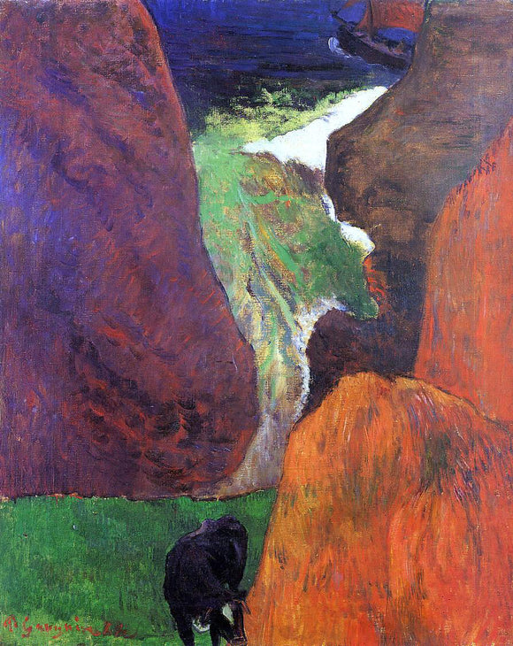  Paul Gauguin Seascape with Cow on the Edge of a Cliff - Canvas Art Print
