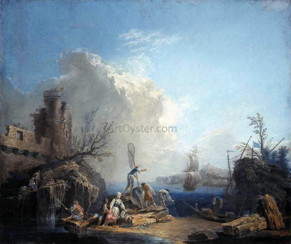  Pierre-Jacques Volaire Seascape with Fisherman on a Rocky Shore - Canvas Art Print