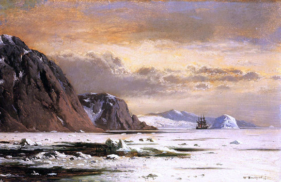  William Bradford Seascape with Icebergs - Canvas Art Print