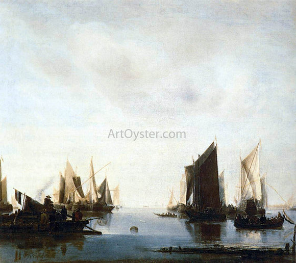  Jan Van de Capelle Seascape with Sailing Boats - Canvas Art Print