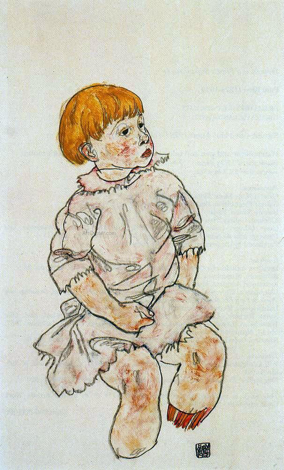  Egon Schiele Seated Child: Anton Peschka, Jr - Canvas Art Print