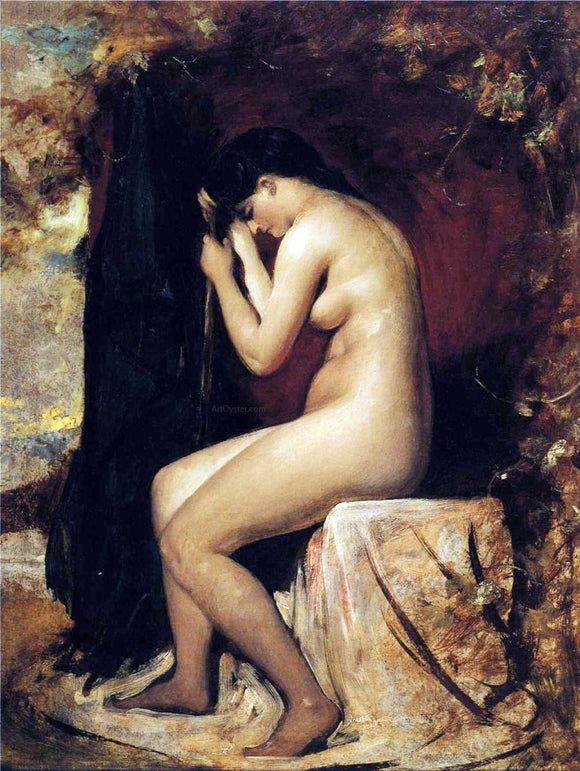  William Etty Seated Female Nude - Canvas Art Print