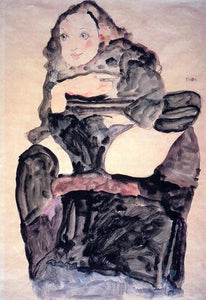  Egon Schiele Seated Girl with Raised Left Leg - Canvas Art Print