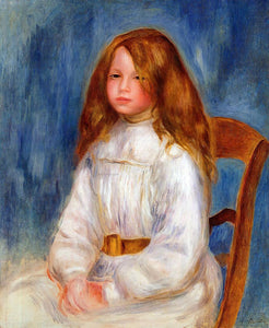  Pierre Auguste Renoir Seated Little Girl with a Blue Background - Canvas Art Print