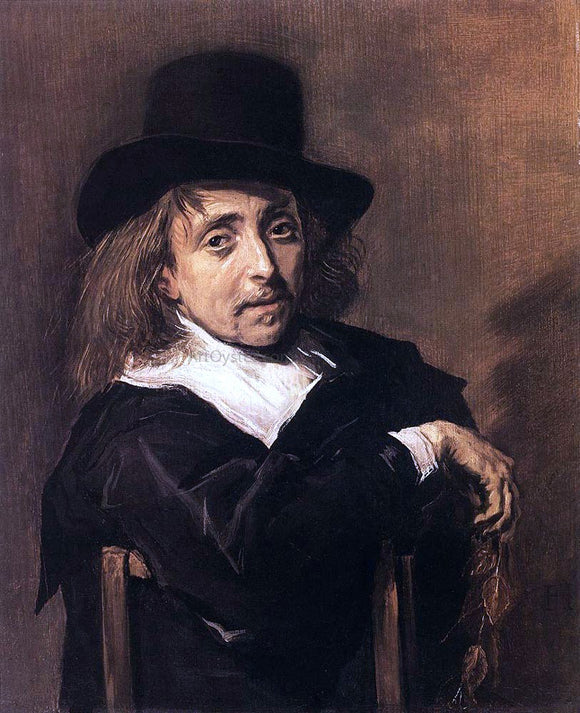  Frans Hals Seated Man Holding a Branch - Canvas Art Print