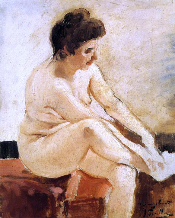  Joaquin Sorolla Y Bastida Seated Nude - Canvas Art Print
