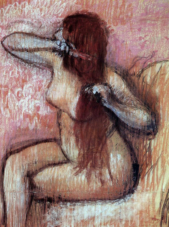 Edgar Degas Seated Nude Combing Her Hair - Canvas Art Print