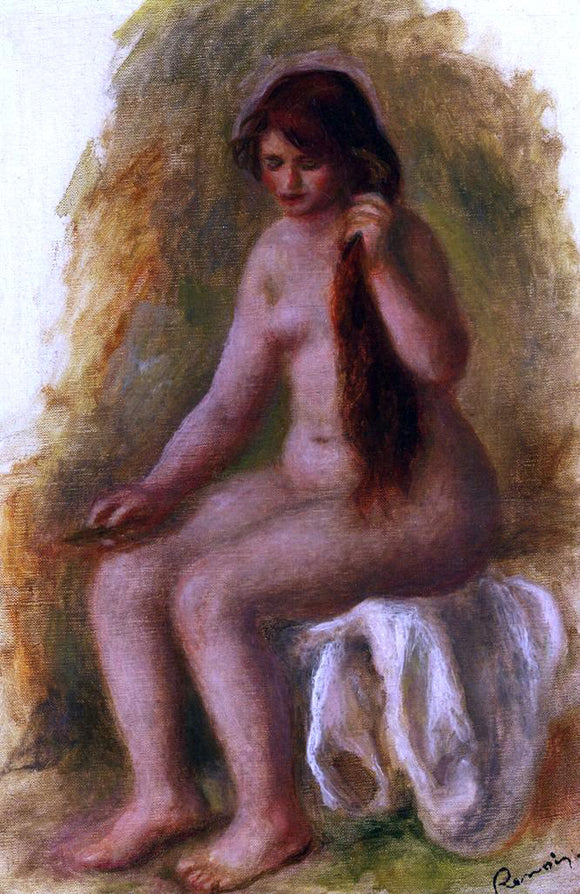  Pierre Auguste Renoir Seated Nude Combing Her Hair - Canvas Art Print