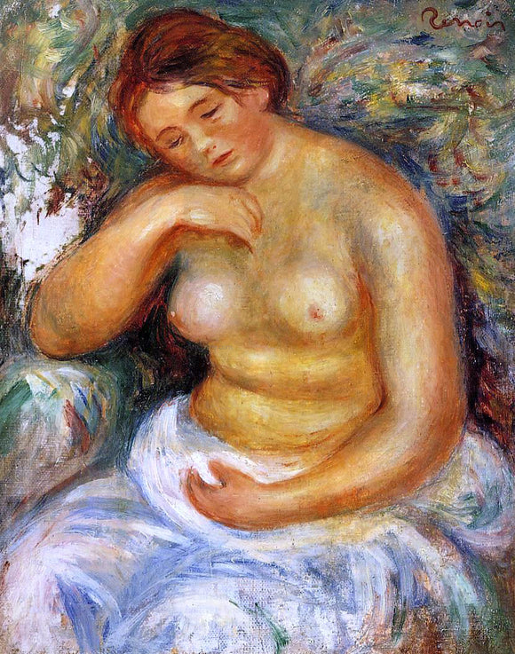  Pierre Auguste Renoir Seated Nude with a Bouquet - Canvas Art Print