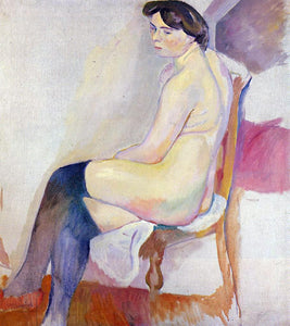  Jules Pascin Seated Nude with Black Stockings - Canvas Art Print