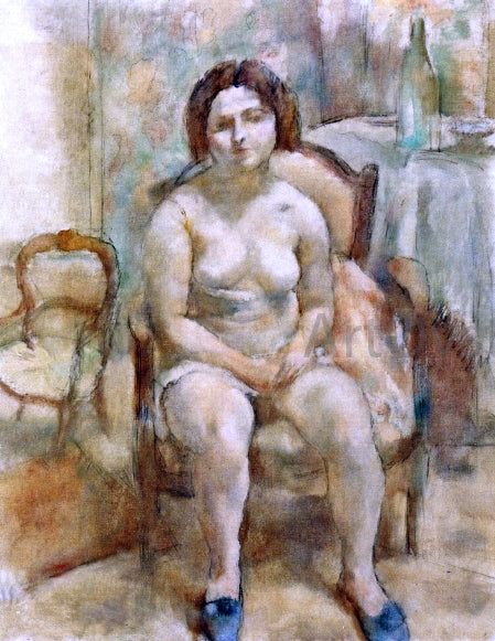  Jules Pascin Seated Nude with Blue Slippers - Canvas Art Print