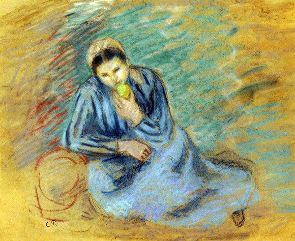  Camille Pissarro Seated Peasant Woman Crunching an Apple - Canvas Art Print