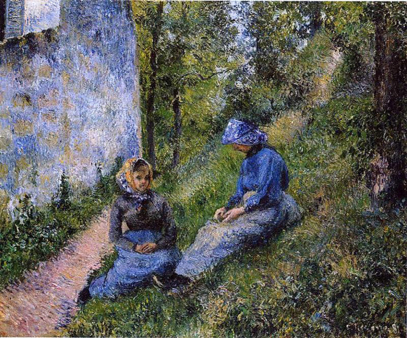  Camille Pissarro Seated Peasants, Sewing - Canvas Art Print