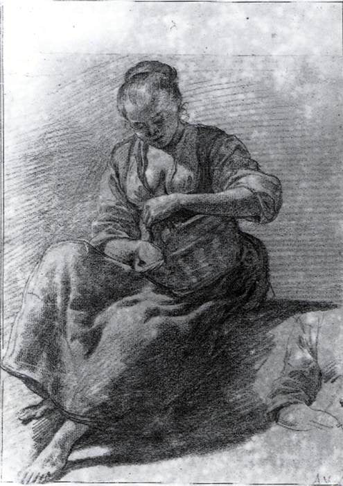  Adriaen Van de Velde Seated Woman - Canvas Art Print