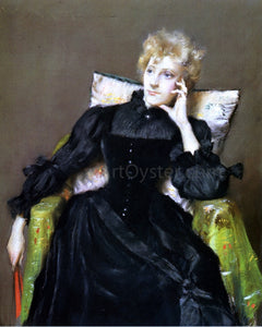  William Merritt Chase Seated Woman in Black Dress - Canvas Art Print