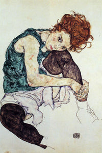  Egon Schiele Seated Woman with Bent Knee - Canvas Art Print